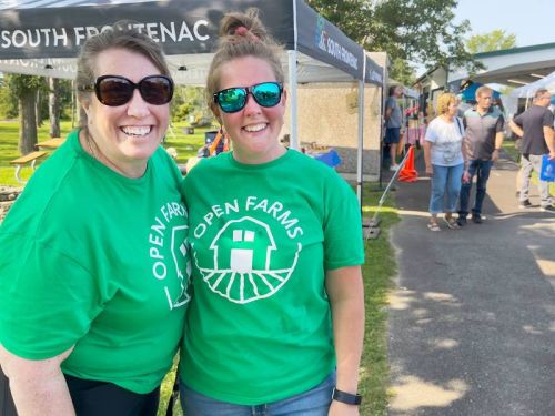 Debbi Miller (L) from Frontenac County and Amanda Pantry (R) from South Frontenac Township enjoying the sunshine at the Open Farms Launch on September 2 at Centennial Park.